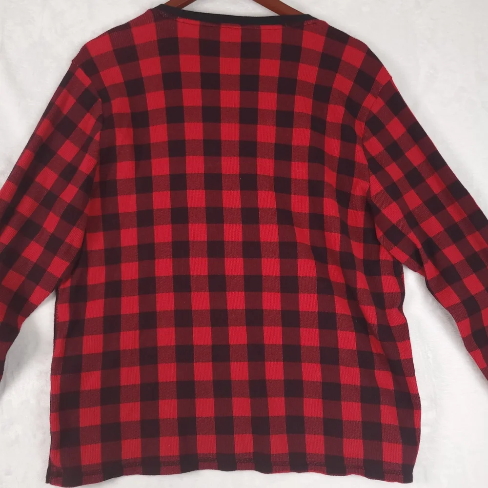 Victoria's Secret Red Check Buffalo Plaid Sleep Henley Shirt XXL NWT